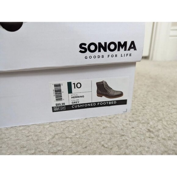 Sonoma Mountrock Grey Leather Canvas Boots Size 10